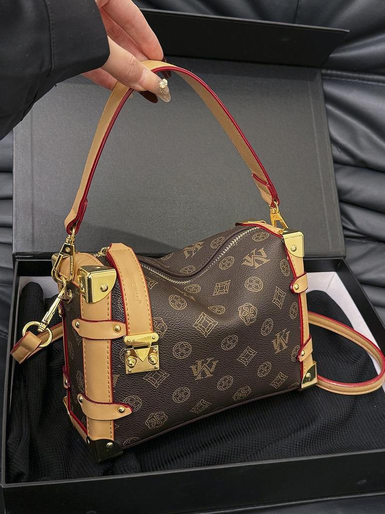 European & American Retro Monogram Crossbody Pillow Bag - Versatile Handbag for Women