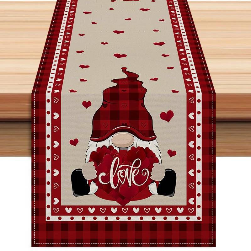 День Святого Валентина Настольный флаг Красный Любовь Клетка Дом Праздничное украшение Настольный флаг Скатерть