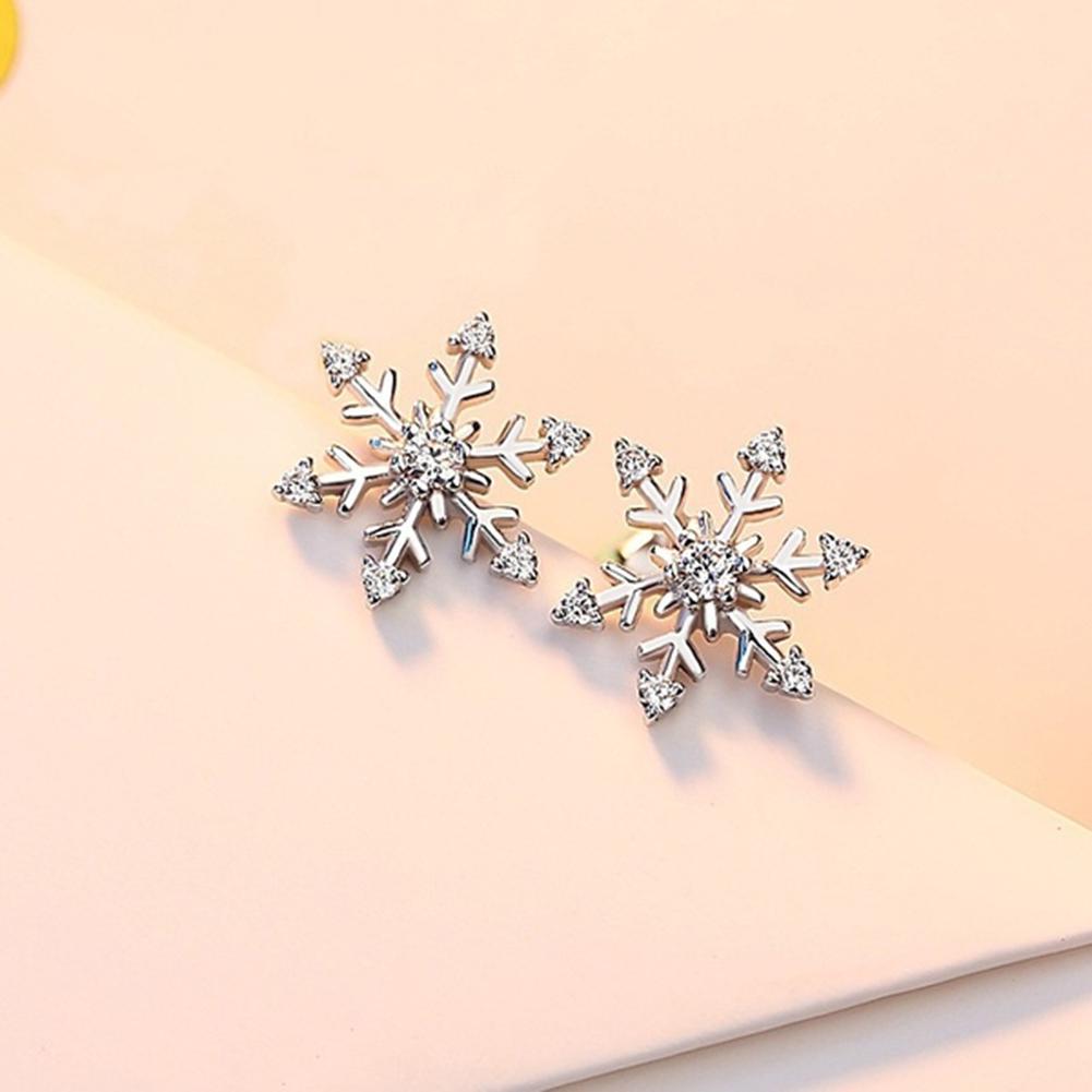 Womens Fashion Elegant Cute Shiny Snowflake Ear Studs Earrings Gift ARI