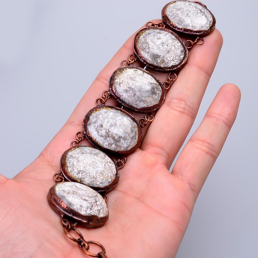 Fossil Coral Stone Electroformed Statement Unique New Bracelet Jewelry Copper V-76