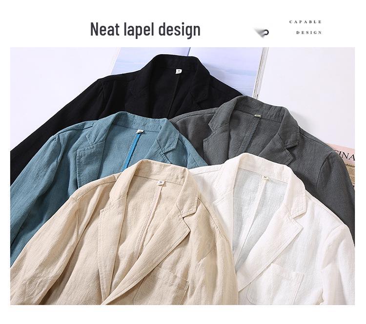 Мужская свободная повседневная куртка из хлопка и льна - Универсальный весенне-осенний топ для молодежи