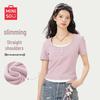 Женская футболка-henley с U-образным вырезом и короткими рукавами