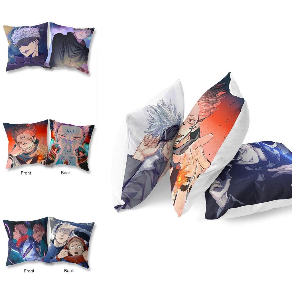 Красочная наволочка 45x45см Jujutsu Kaisen с яркой многоцветной двусторонней печатью для дивана