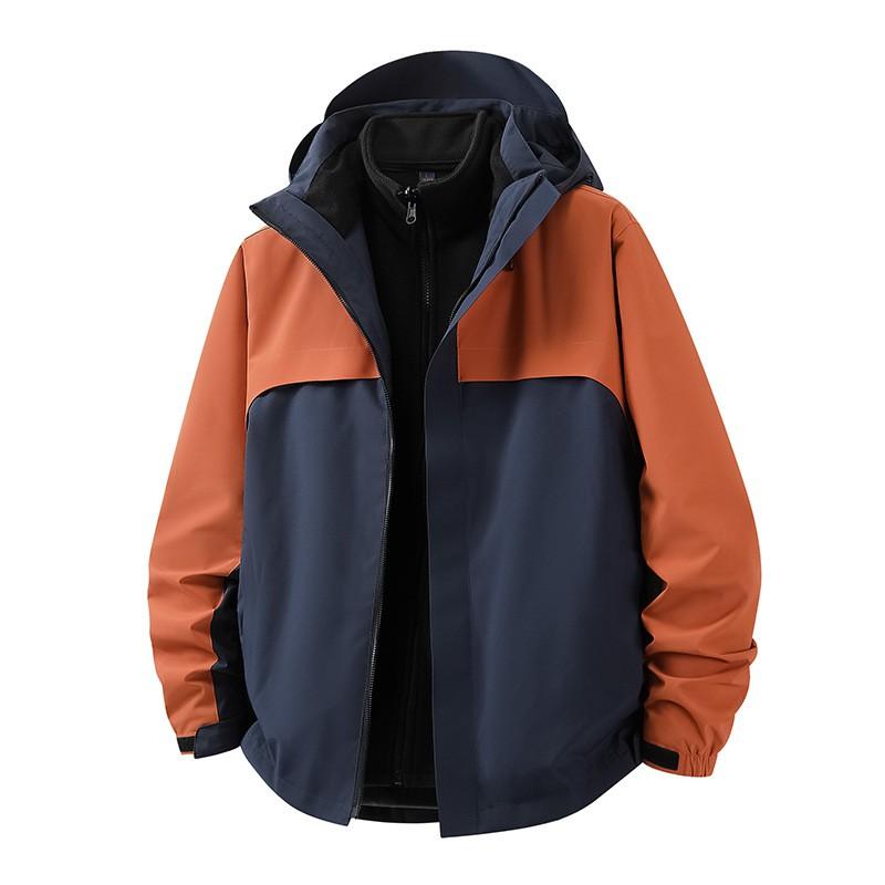 Mens 3-in-1 Waterproof Windproof Hiking Jacket With Removable Fleece Liner Outdoor Camping Trekking Cycling