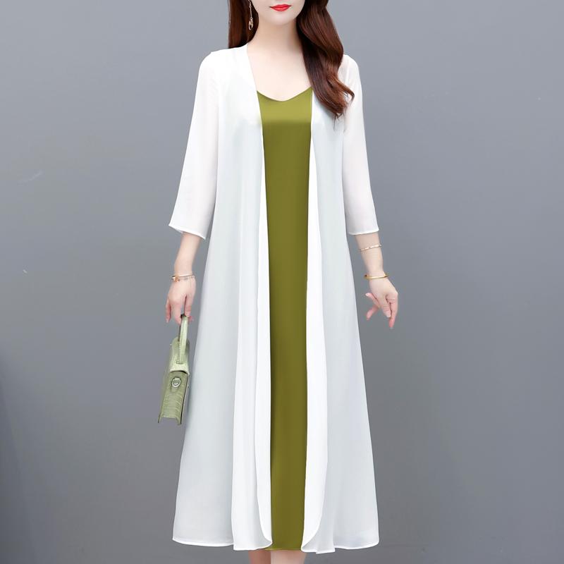 Элегантное шифоновое пальто женское летнее тонкое повседневное женское летнее длинное пончо больших размеров