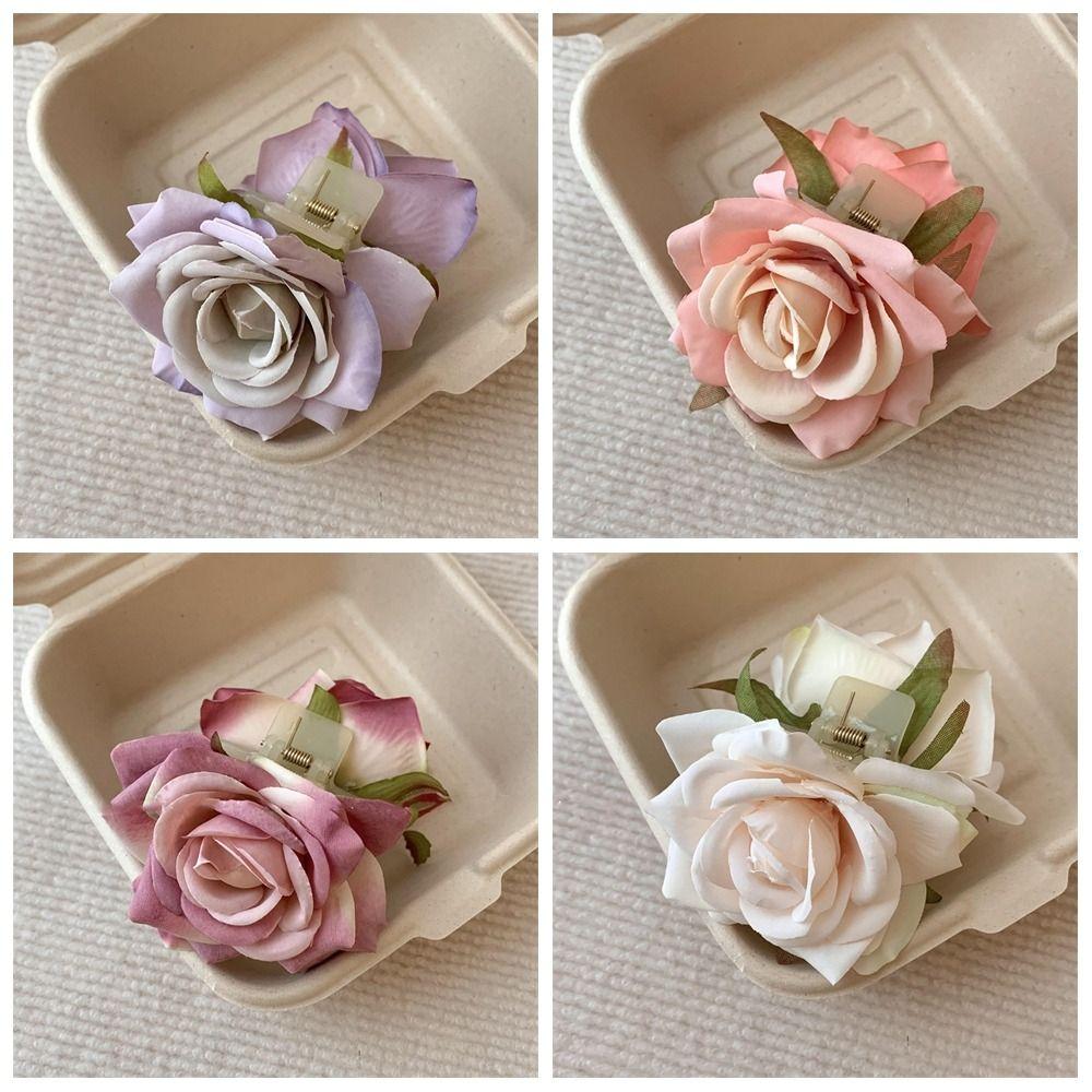Cloth Rose Hair Clip Peony Flower Large Shark Clip Cute Flower Hair Claw Girl