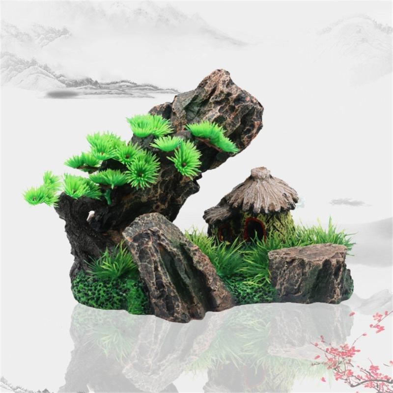 Украшения для аквариумов из смолы с реалистичными украшениями для дома, офиса, отеля в горах для создания подводной атмосферы
