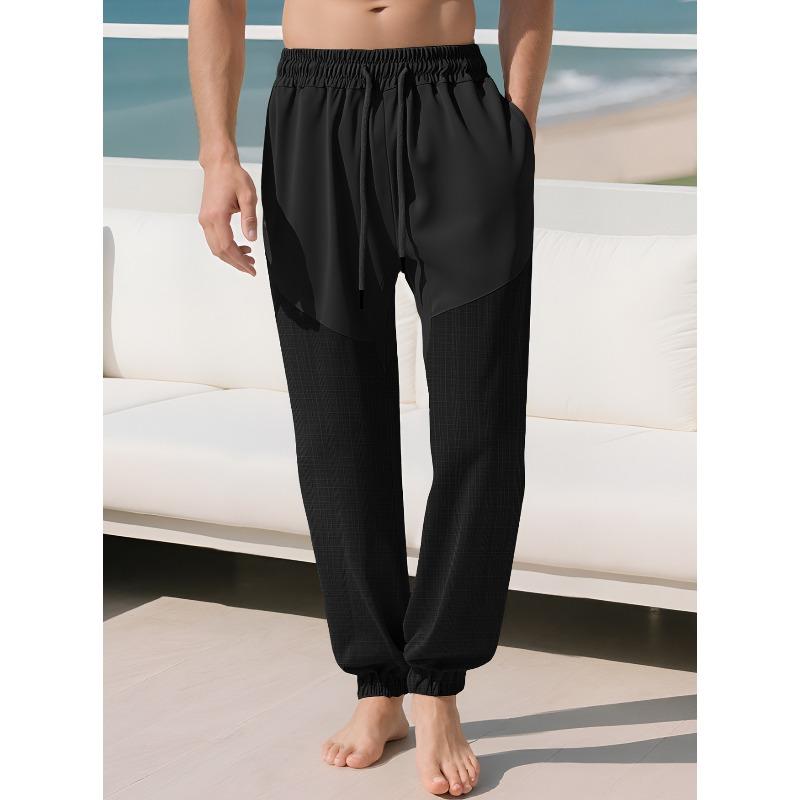 Льняные брюки на кулиске летние свободные домашняя одежда удобные дышащие тонкие спортивные повседневные брюки мужские
