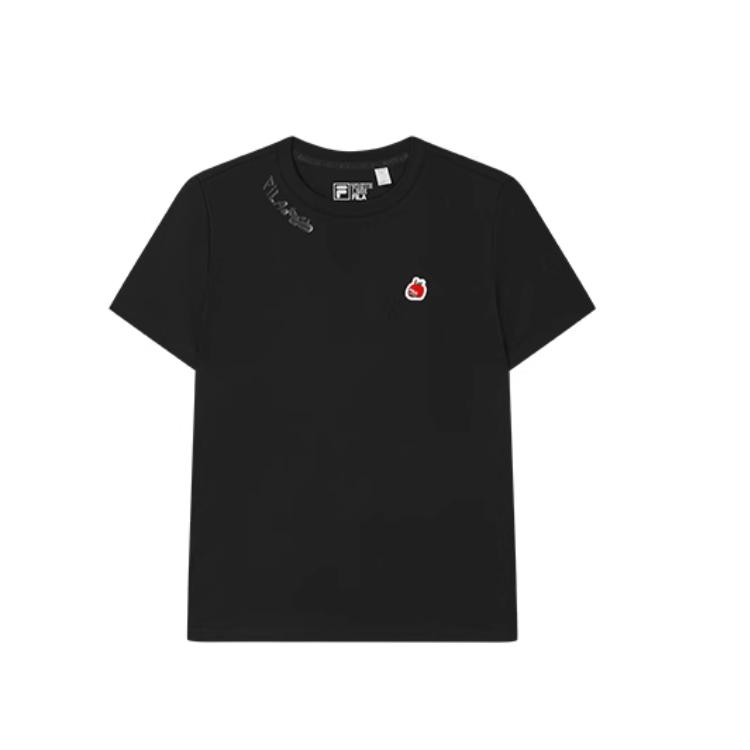 Fila X Tim Lahan Минималистичная Мода Универсальная Однотонная Дышащая Футболка с Коротким Рукавом Обычного Кроя Женские Топы Черный F51W529111F-BK