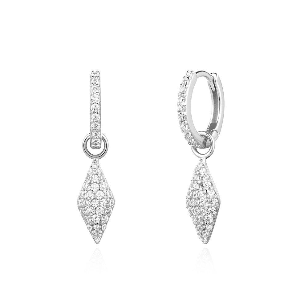 Silver Pave Sparkle 925 Silver Ring Earrings E061-13H