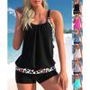 New Summer Women's Holiday Resort Style Swimwear Fashion Design Marble Print Swimsuit Two Piece Set S-6XL