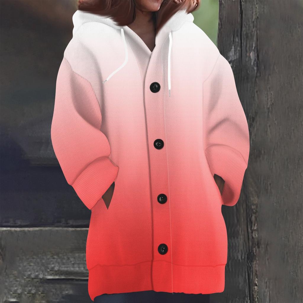 Свитшоты для женщин Вязаный свитер с длинным рукавом Принт Вязаный худи с пуговицами Кардиган Пальто