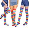 Party Thigh High Stockings Non Slip Striped Socks New Long Knit Socks