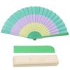 Nishikawa Shouroku Shoten Летний складной веер с коробкой и модной складной крафтовой сумкой в полоску, Дизайн, Женский подарок, Веер, (зеленый)