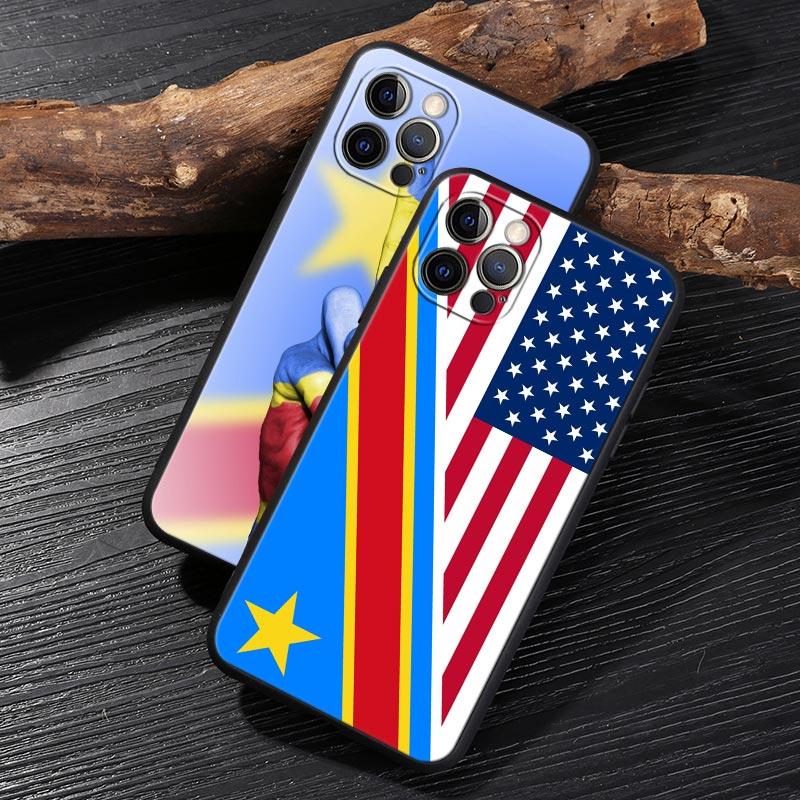 Демократическая Республика Конго Флаг Черный Чехол Для Apple iPhone 15 13 14 12 11 Pro Max Mini XS X 7 8 15 Plus Чехол Мягкие Fundas