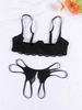 Lace Crotchless Bra G-string Set 2pcs Erotic Cutout Bra Open Cup Bra Hollow Out Underwears Women Lingerie