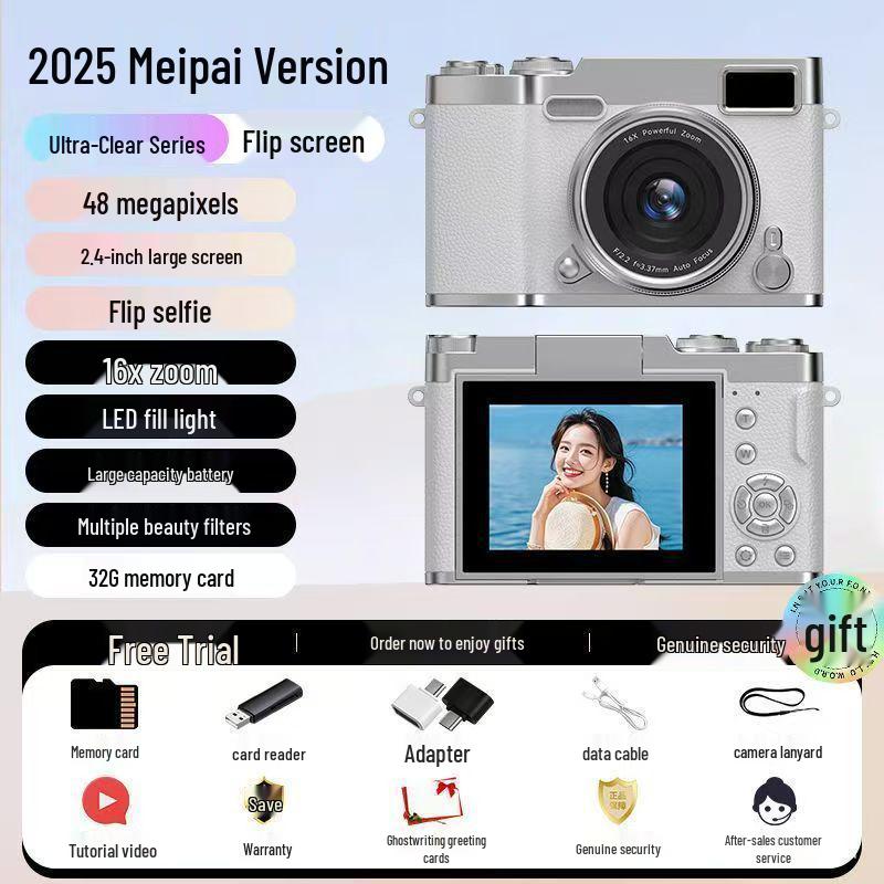 Retro Foldable Screen CCD Camera with 16x Zoom and HD Portable Pocket Recorder