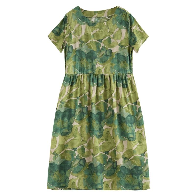 Новое хлопковое винтажное платье с цветочным принтом больших размеров с коротким рукавом для женщин, повседневное свободное длинное летнее платье