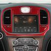 For 2015- Chrysler 300 Red Carbon Fiber Interior Central Console Cover Trim