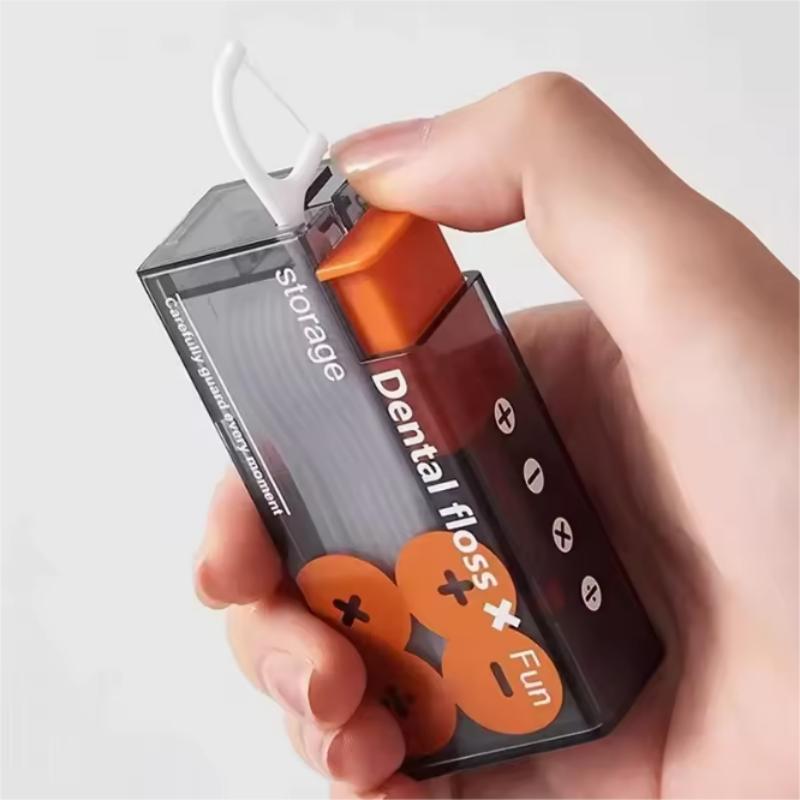 Portable dental floss automatic pop-up storage, capable of carrying disposable dental floss sticks, containing 10 dental floss
