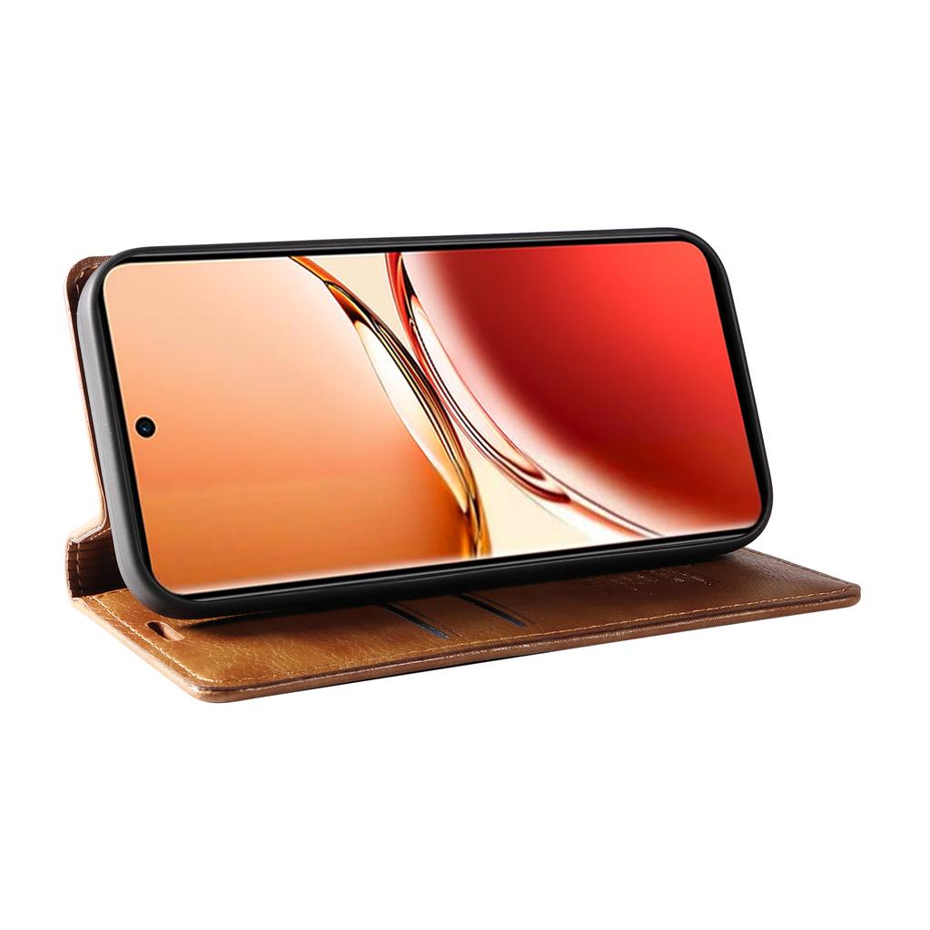 For Oppo Reno12 F 4G Case Wallet Litchi Grain Leather Phone Cover Magnetic Auto-Absorbed