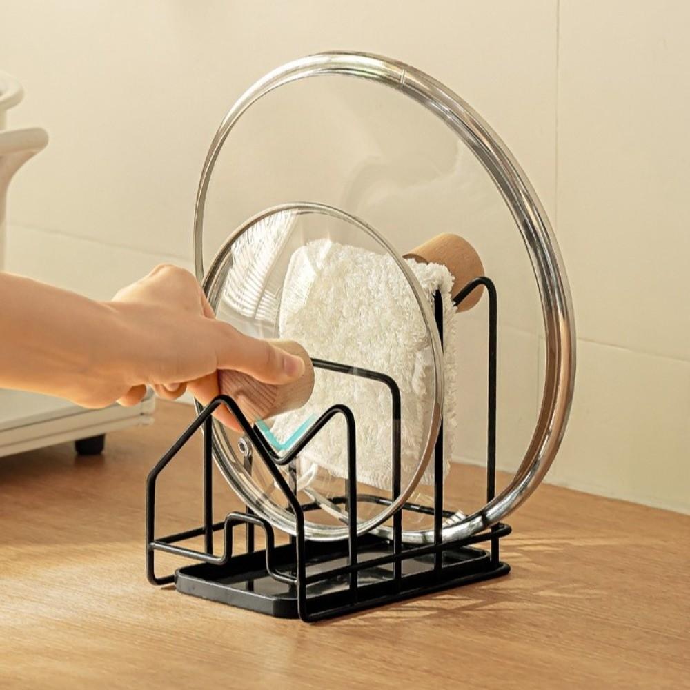 Multi Layer Kitchen Storage Rack Hollow Design Cutting Board Holder New Pan Lid Organizer  Kitchen