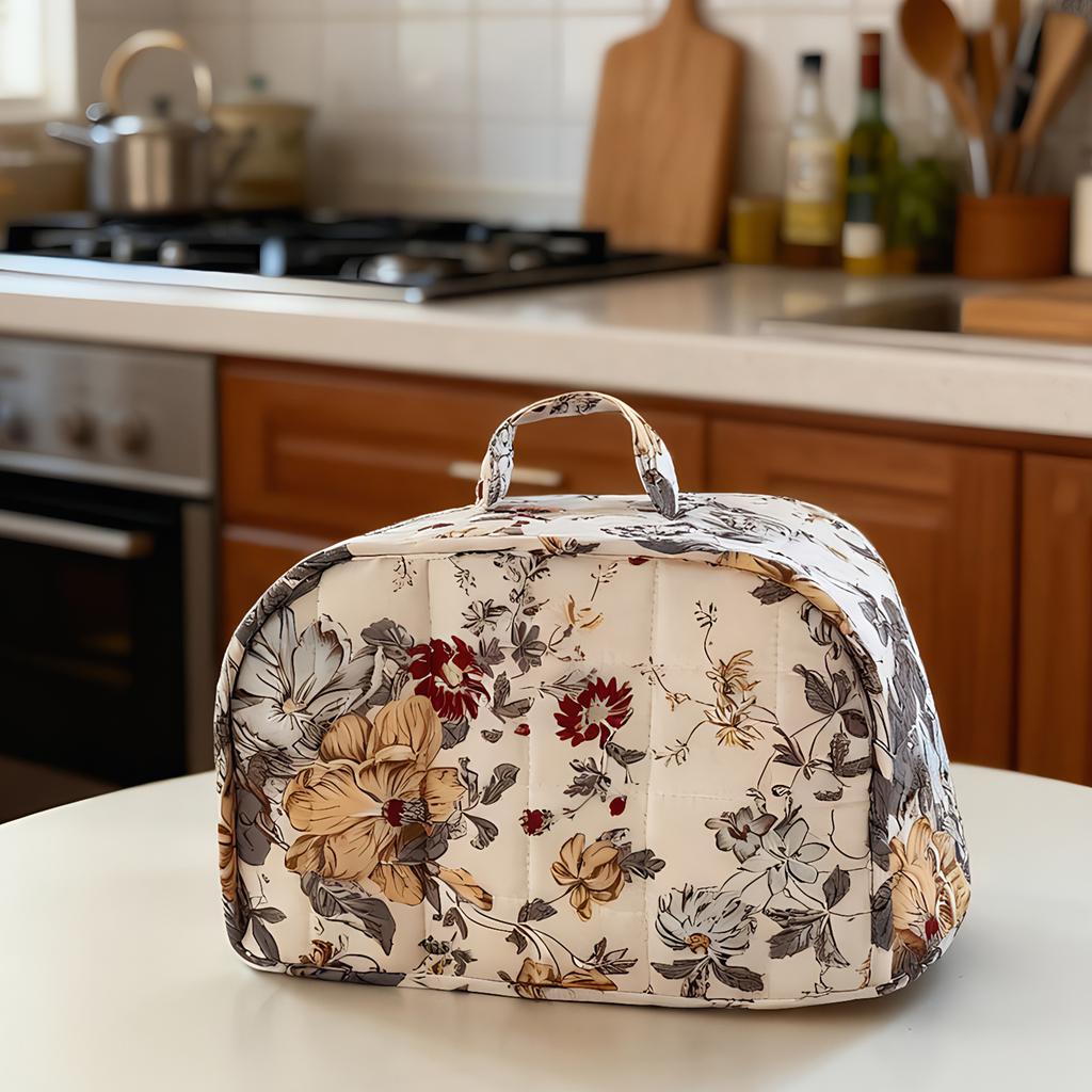 Quilting Fabric Dust Sleeve with Handle Quilted Bread Machine Cover Foldable Toaster Machine Storage Bag for Home Kitchen