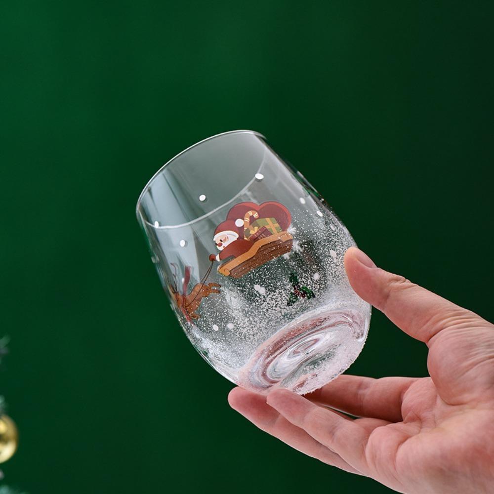 Расписанный вручную стеклянный бокал на рождественскую тематику, прозрачные мультяшные бокалы для вина, узор Деда Мороза и снеговика, стакан в форме яйца, рождественский подарок