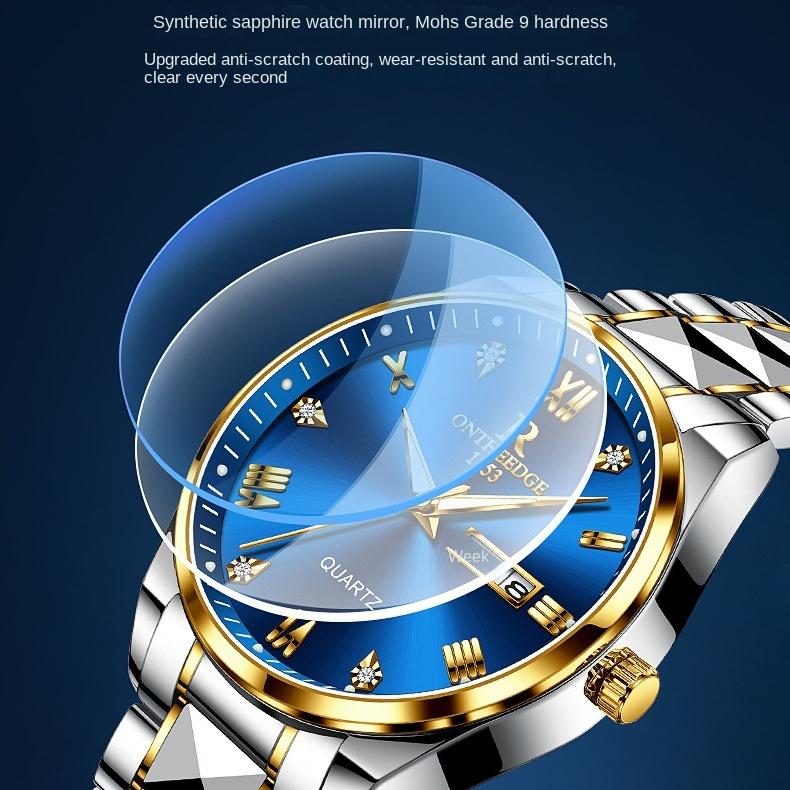 ONTHEEDGE Watch Men's Business Non-mechanical Watch Waterproof Luminous Quartz Watch