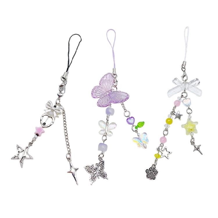 Элегантный кулон-брелок для телефона, брелок-цепочка с бусинами и бантом, декоративные ремешки, аксессуар для кошелька, сумки, брелок, чехол