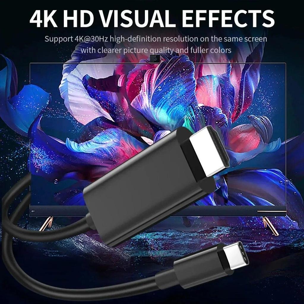 Адаптер кабеля типа C к HDMI 4K 60 Гц USB C к HDMI Высокоскоростной USB C к HDMI-совместимый конвертер для проектора HDTV планшета