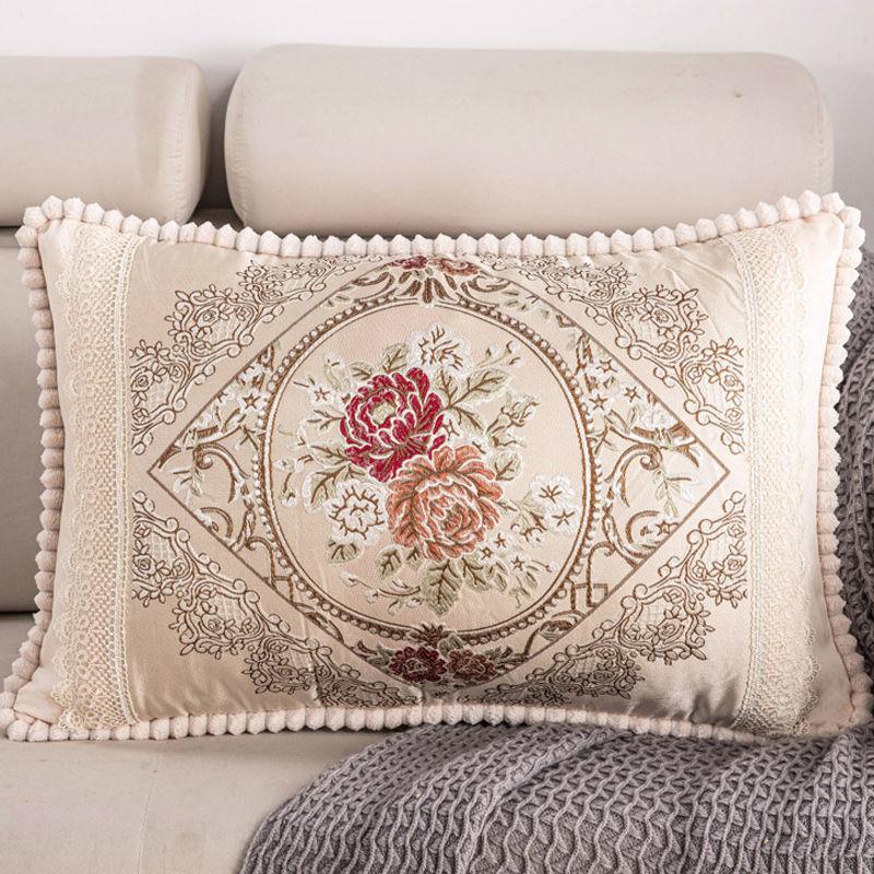 Одиночная европейская жаккардовая наволочка, диванная подушка, вышитая прямоугольная наволочка для спинки дивана для гостиной