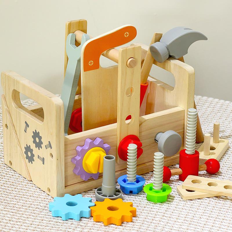 Children's wooden screw disassembly and assembly nut tools suitcase boy hands-on ability baby focus educational toys