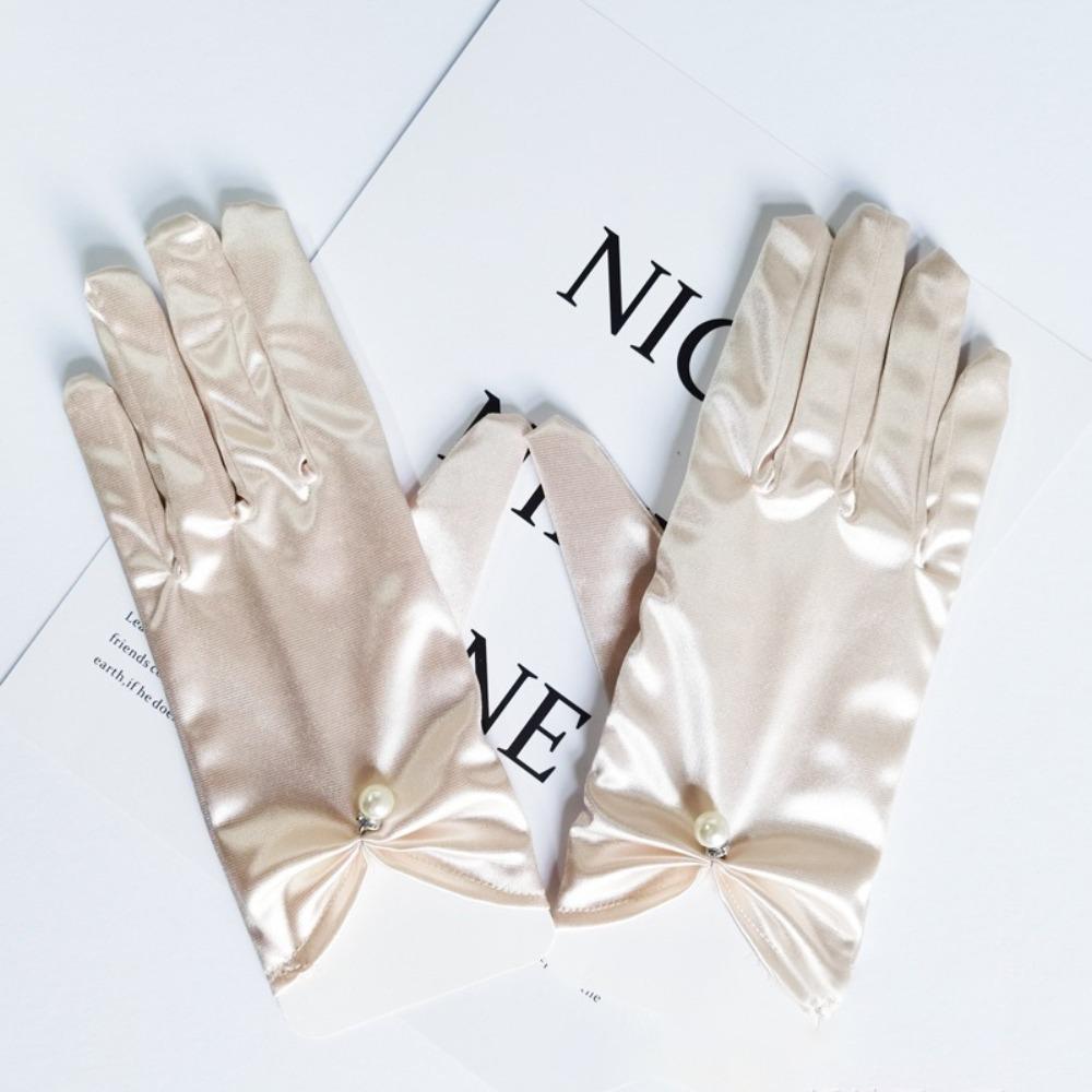 Solid Color Bridal Gloves Satin Dance Mittens Events Activities Dress Stage Gloves Wedding