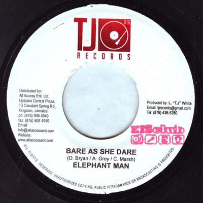7-дюймовая пластинка ELEPHANT MAN - Bare As She Dare NONE TJ Records 2007 Ямайка Регги, Ска и Даб Б/у