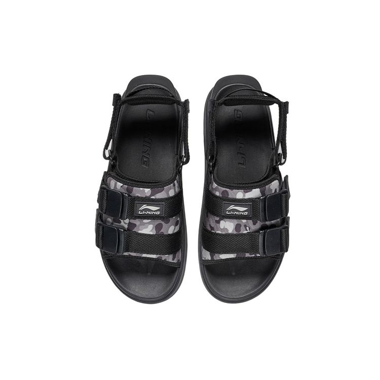 Li Ning Trendy Casual Beach Sandals Men Shoes Black Gray AGUS009-3