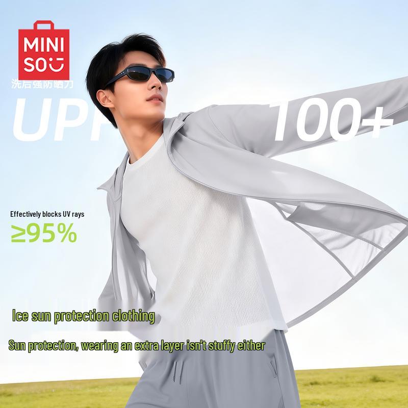 MINISO Мужская куртка с капюшоном из ледяного шелка для защиты от солнца