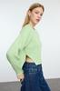 Women's Fashion Stylish Sweater Stone Crop Basic Balloon Sleeve Knitwear Sweater