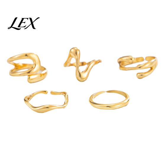 Foot Ring Set 5Pcs Irregular Toe Set, Non Tarnish Golden Plated Alloy Summer Band, Adjustable Open Jewelry for Women Stackable Accessories