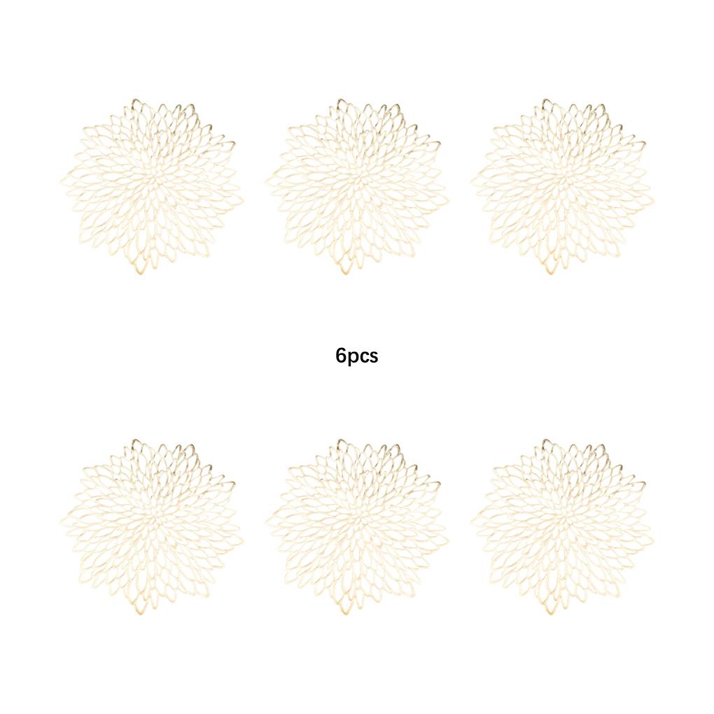 2/6 Pieces Flower Hollow Placemat Lightweight PVC Heat Insulation Pad Anti-scalding Table Mat Portable Dining Mats