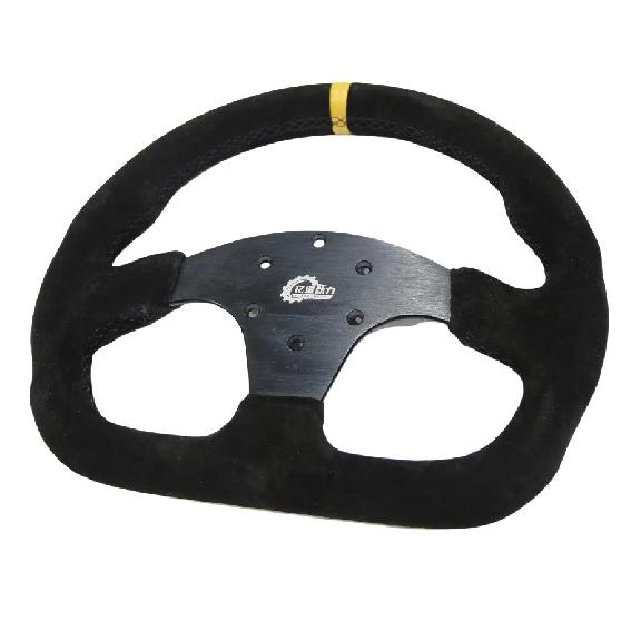 13inch 330mm Type D Steering Wheel Suede Steering Wheel Flat Game Steering Wheel Blue Yellow Ring