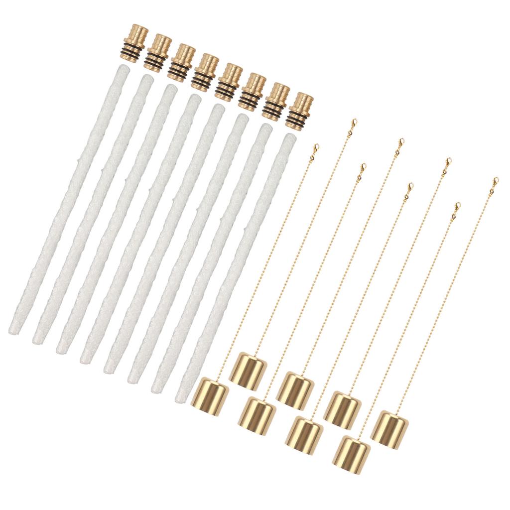 8Pack Wine Bottle Torch Kit Long Life Torch Wicks Brass Fire Wick Holders Caps Wine Bottle Torch