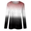 Женская модная повседневная футболка с длинными рукавами и круглым вырезом с градиентным цветом