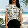 Women's Minimalist Ins Style Dog Collection Short Sleeve Pullover Top Soft Loose Fit for Casual Daily Wear & Vacation