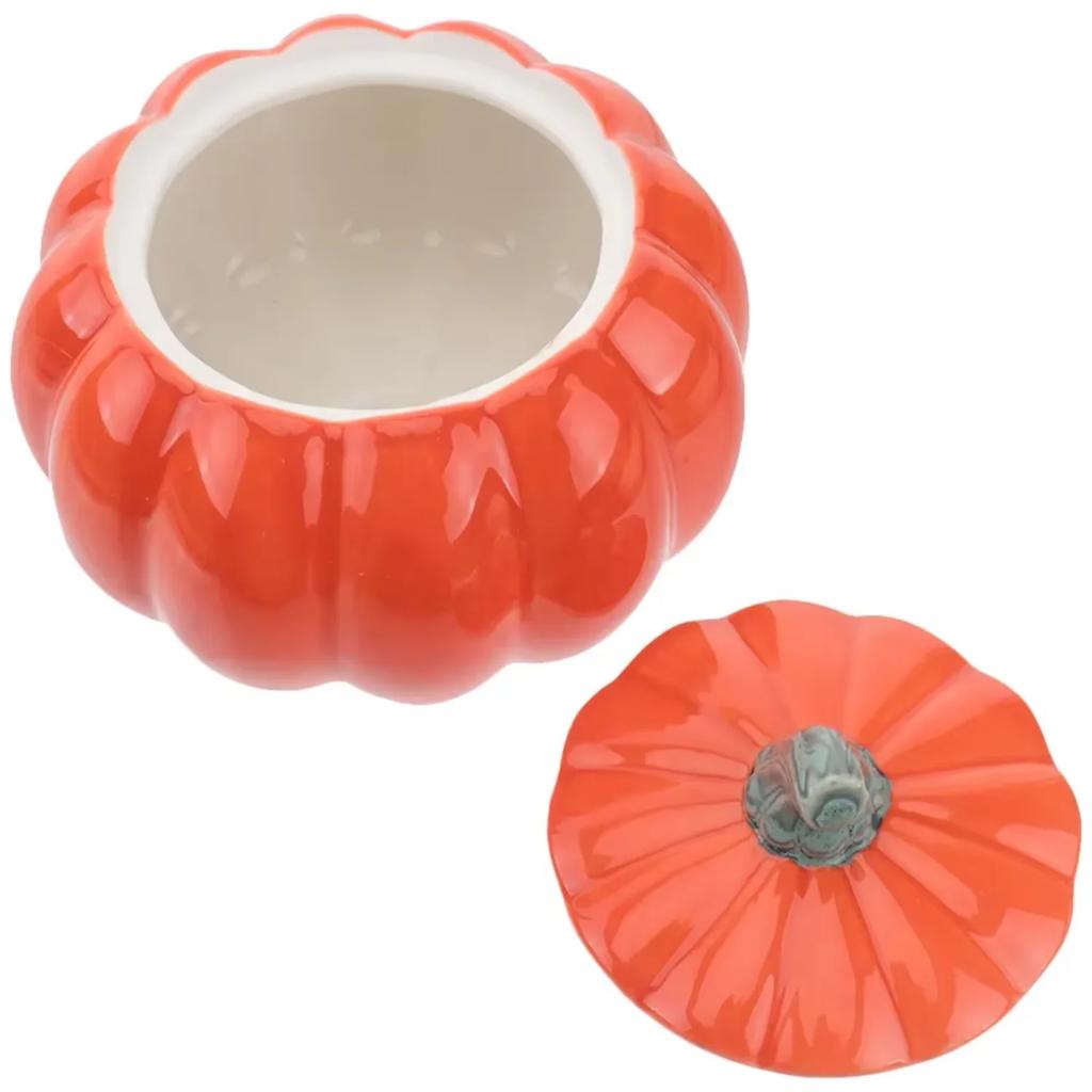 Decorative Wholesale Food Tea Coffee Bean Sugar Candy Cookie Ceramic Storage Canisters Pumpkin Jar With Lid For Kitchen