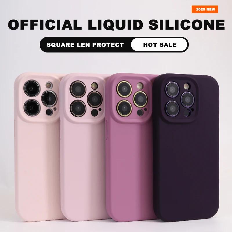 Магнитный чехол из жидкого силикона для iPhone 16E 16 14 1 Plus 12 13 16 Pro Max Официальный Защита камеры Мягкая крышка