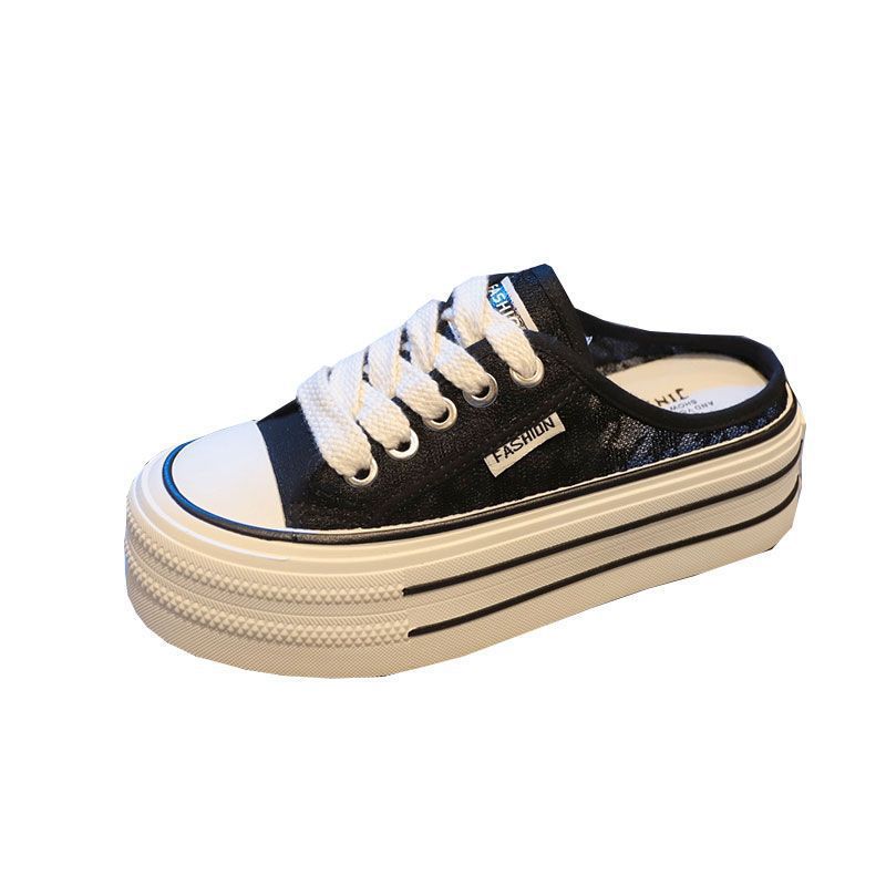 Баотоу полушлепки женские лето 2025 новые универсальные толстая подошва без каблука сетчатые ленивые на один педаль прохладные шлепки дышащие