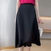 Spring and Summer Silk Half-body Skirt for Women Solid Color Umbrella Skirt High Waist Temperament Long Skirt Thin Skirt