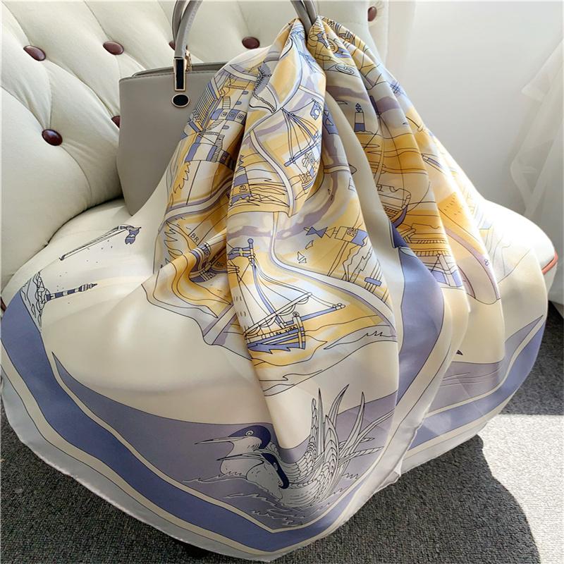 110*110 см квадратный шелковый шарф женский модный принт маленький шейный платок офисный женский пояс для волос носовой платок женский платок шаль шарф