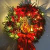 Holy Family Garland Decoration 40cm Christmas Wreaths With Light With Jesus Figurine for Indoor Outdoor Decor Winter for Windows